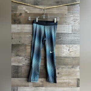 Nike Pro XS Womens Blue Gradient Dri-Fit Athletic Leggings with Stretch & Breath